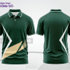 Mẫu polo basic đồng phục văn phòng màu xanh rêu phối kem họa tiết chéo ctpb6835