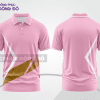 Mẫu áo polo basic đồng phục doanh nghiệp màu hồng phấn phối vàng họa tiết chéo ctpb6837