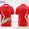 Mẫu polo basic đồng phục nhân viên màu đỏ phối xanh ngọc họa tiết chéo ctpb6838