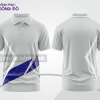 Mẫu áo polo basic đồng phục doanh nghiệp màu trắng phối xanh dương họa tiết chéo ctpb6842
