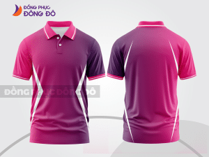 Mẫu polo basic đồng phục văn phòng màu hồng cánh sen phối tím ctpb6875