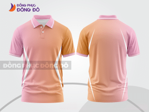 Mẫu áo polo basic đồng phục công sở màu hồng cam phối trắng ctpb6876