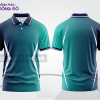 Mẫu polo basic đồng phục văn phòng màu xanh ngọc phối xanh navy ctpb6880