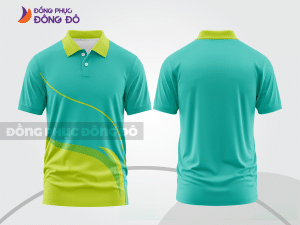 Mẫu polo basic đồng phục nhân viên màu xanh ngọc phối xanh chuối ctpb6888