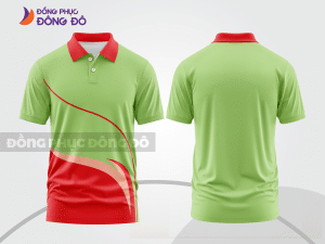 Mẫu áo polo basic đồng phục doanh nghiệp màu xanh chuối phối đỏ ctpb6897