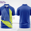 Mẫu polo basic đồng phục văn phòng màu xanh dương phối xanh chuối họa tiết chéo ctpb6931