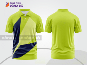 Mẫu áo polo basic đồng phục công sở màu xanh chuối phối xanh navy họa tiết chéo ctpb6932