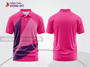 Mẫu polo basic đồng phục văn phòng màu hồng cánh sen phối trắng họa tiết chéo ctpb6936