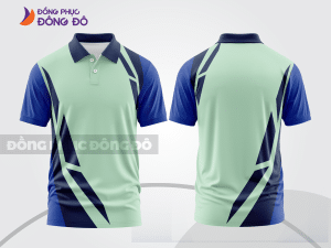 Mẫu áo polo basic đồng phục công sở màu trắng phối xanh chuối line cong ctpb6962