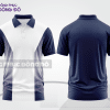 Mẫu áo polo basic đồng phục doanh nghiệp màu xanh navy phối trắng kẻ dọc lệch ctpb7053