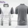 Mẫu áo polo basic đồng phục công ty màu xám phối trắng kẻ dọc lệch ctpb7055