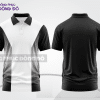 Mẫu polo basic đồng phục văn phòng màu đen phối trắng kẻ dọc lệch ctpb7056