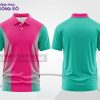 Mẫu polo basic đồng phục công ty màu hồng cánh sen phối xanh ngọc mảng vai ctpb7068