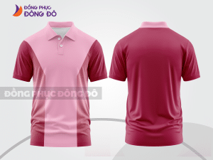 Mẫu áo polo basic đồng phục doanh nghiệp màu hồng đất phối đỏ đô mảng vai ctpb7069