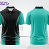 Mẫu áo polo basic đồng phục văn phòng màu đen phối xanh ngọc mảng vai ctpb7076