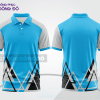 Mẫu polo basic đồng phục công ty màu xanh cyan phối đen họa tiết tam giác ctpb7101
