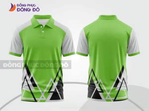 Mẫu áo polo basic đồng phục văn phòng màu xanh lá non phối đen họa tiết tam giác ctpb7104