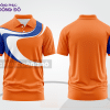 Mẫu polo basic đồng phục công ty màu cam phối xanh dương họa tiết vòng cung ctpb7119