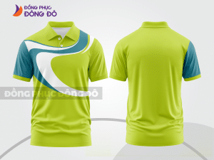 Mẫu áo polo basic đồng phục văn phòng màu xanh chuối phối xanh lá họa tiết vòng cung ctpb7122