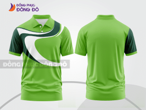 Mẫu áo polo basic đồng phục công sở màu xanh lá non phối xanh rêu họa tiết vòng cung ctpb7123