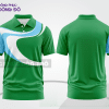 Mẫu polo basic đồng phục công ty màu xanh lá phối trắng họa tiết vòng cung ctpb7124