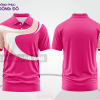 Mẫu polo basic đồng phục nhân viên màu hồng cánh sen phối trắng họa tiết vòng cung ctpb7126