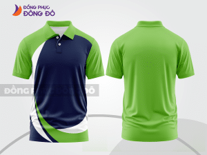 Mẫu áo polo basic đồng phục công sở màu xanh rêu phối xanh chuối họa tiết vòng cung ctpb7163