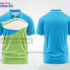 Mẫu áo polo basic đồng phục công sở màu xanh cyan phối xanh chuối mảng vai ctpb7181