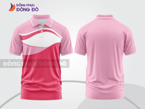 Mẫu polo basic đồng phục công ty màu hồng phấn phối đỏ mảng vai ctpb7187
