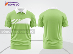 Mẫu polo basic đồng phục công ty màu xanh lá non phối trắng kẻ ngang ngực ctpb7230