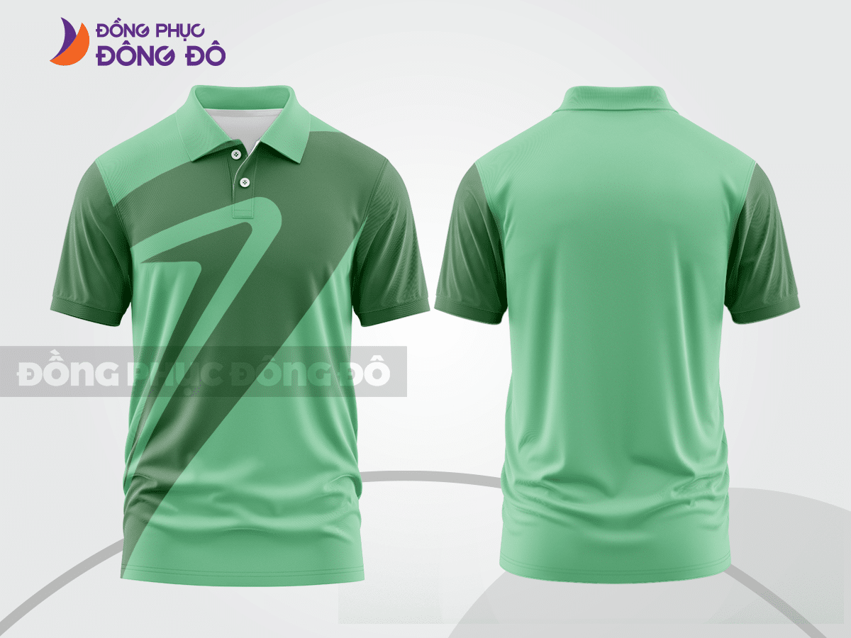 Mẫu polo basic đồng phục doanh nghiệp màu xanh bạc hà phối xám họa tiết số 7 ctpb7258