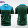 Mẫu polo basic đồng phục doanh nghiệp màu xanh rêu phối xanh cyan mảng ngực ctpb7262
