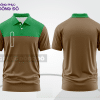 Mẫu polo basic đồng phục doanh nghiệp màu nâu phối xanh lá mảng vai ctpb7266