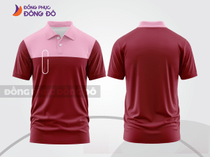 Mẫu polo basic đồng phục công ty màu đỏ đô phối hồng phấn mảng ngực ctpb7269