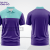 Mẫu polo basic đồng phục nhân viên màu tím phối xanh bạc hà mảng vai ctpb7279