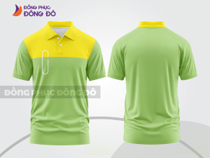 Mẫu polo basic đồng phục văn phòng màu xanh chuối phối vàng mảng vai ctpb7280