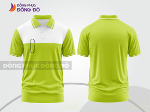 Mẫu polo basic đồng phục văn phòng màu xanh chuối phối trắng mảng ngực ctpb7284