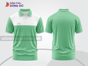Mẫu polo basic đồng phục doanh nghiệp màu xanh bạc hà phối trắng mảng ngực ctpb7298