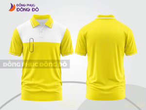 Mẫu polo basic đồng phục văn phòng màu vàng phối trắng mảng ngực ctpb7300