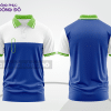 Mẫu polo basic đồng phục công ty màu xanh dương phối xanh navy mảng vai ctpb7305