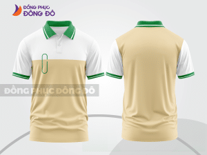 Mẫu polo basic đồng phục doanh nghiệp màu be phối trắng mảng vai ctpb7306