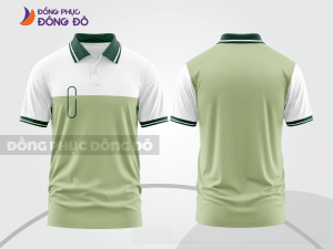 Mẫu polo basic đồng phục nhân viên màu xám xanh phối trắng mảng vai ctpb7307