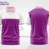 Mẫu polo basic đồng phục công ty màu tím phối trắng mảng vai ctpb7309