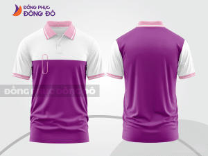 Mẫu polo basic đồng phục công ty màu tím phối trắng mảng vai ctpb7309