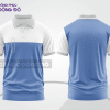 Mẫu polo basic đồng phục doanh nghiệp màu xanh pastel phối trắng mảng vai ctpb7314
