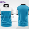 Mẫu polo basic đồng phục văn phòng màu xanh cyan phối đen mảng vai ctpb7316