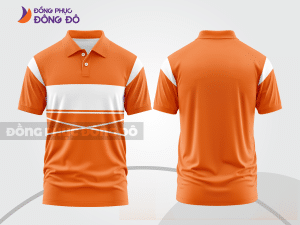 Mẫu polo basic đồng phục công ty màu cam phối trắng kẻ ngang ctpb7321