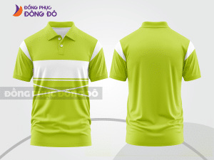 Mẫu polo basic đồng phục văn phòng màu xanh chuối phối trắng kẻ ngang ctpb7324
