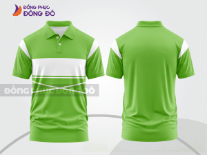 Mẫu polo basic đồng phục công ty màu xanh lá non phối trắng kẻ ngang ctpb7325