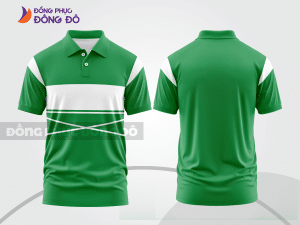 Mẫu polo basic đồng phục doanh nghiệp màu xanh lá phối trắng kẻ ngang ctpb7326
